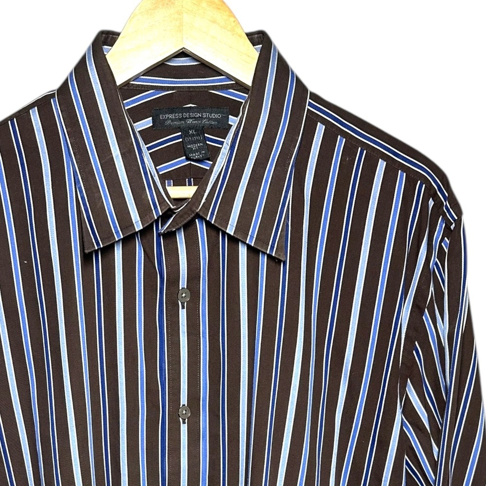 Express Design Studio Men's XL Modern Fit‎ Premium Woven Cotton Dress Shirt